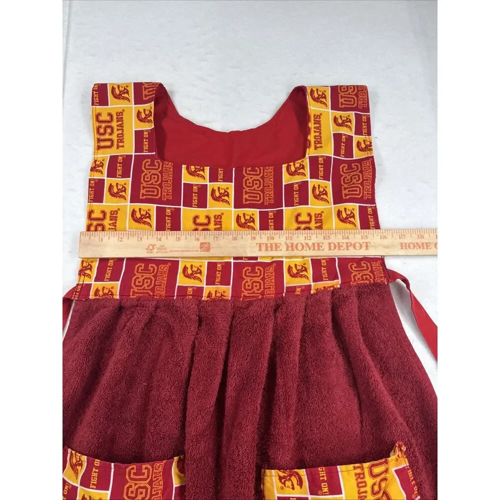 Upcycled USC Trojans Towel Apron Handmade University of Southern California BBQ